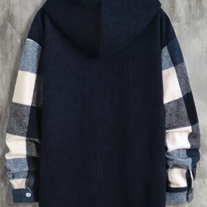 Men’s Hooded Plaid Shirt with Extra Thickness