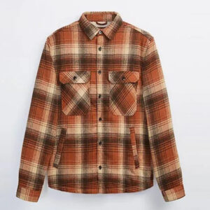 Men’s Plaid Shirt Jacket with Padded Fleece