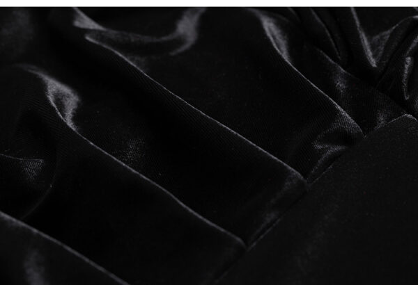 Women's Velvet Evening Dress with Slit and Pleats - Image 9