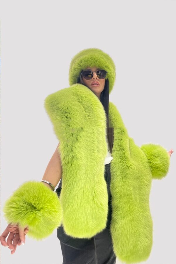 Fur Bucket Hat and Shawl Set for a Trendy Look - Image 5