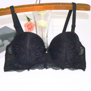 Lace-Adorned Push-Up Half Cup Bra