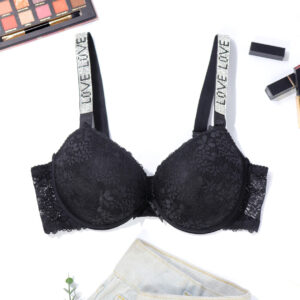 Chic Printed Bra with Gathered Side Retraction and Drill Trim