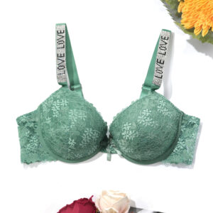 Chic Printed Bra with Gathered Side Retraction and Drill Trim