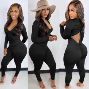 V-neck Pleated Jumpsuit for Women