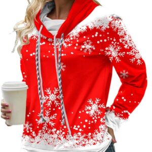 Women’s Snowflake Pattern Hooded Sweatshirt