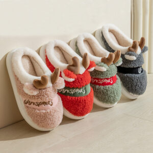 Cozy Christmas Elk Slippers