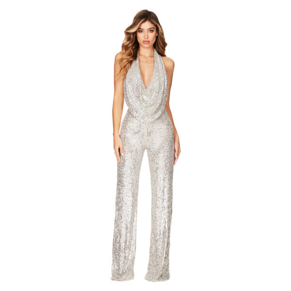 Women's Sleeveless Sequin Evening Jumpsuit - Image 9