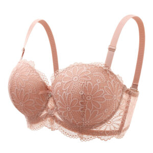 Lace-Adorned Push-Up Half Cup Bra