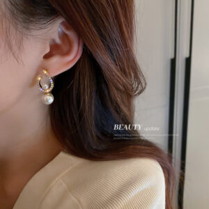 Women’s French Style Earrings with Light Rhinestones