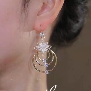 Elegant Zircon Earrings with Geometrical Flair