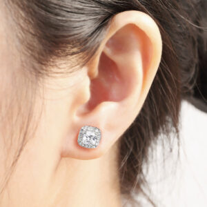 Square Stud Earrings Featuring Zircon for Women