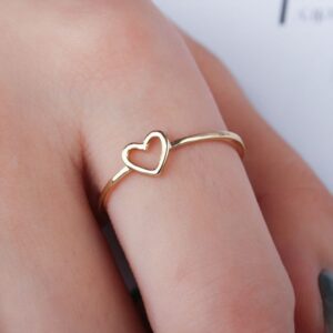 Hollow Out Peach Heart Ring for Women