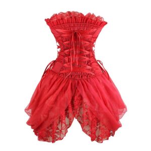 Women’s Swallowtail Corset with Embroidered Lace