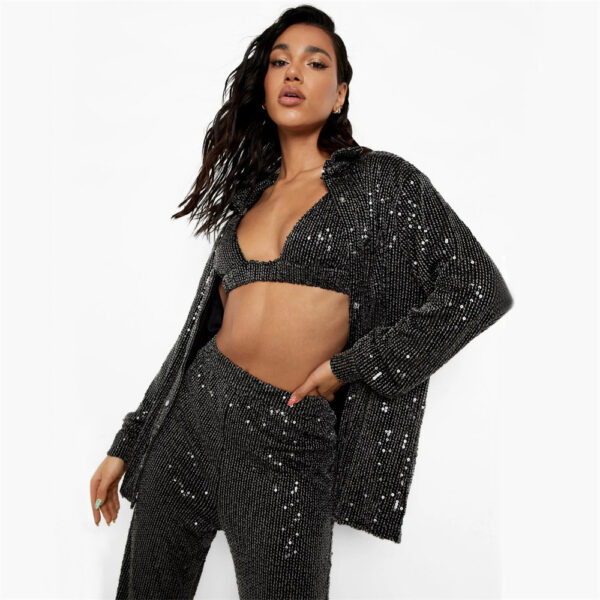 Sequined Three Piece Lounge Set for Women - Image 8