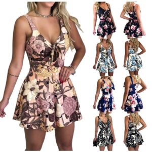 Women’s Chest Bow Tied Loose Jumpsuit for Effortless Style