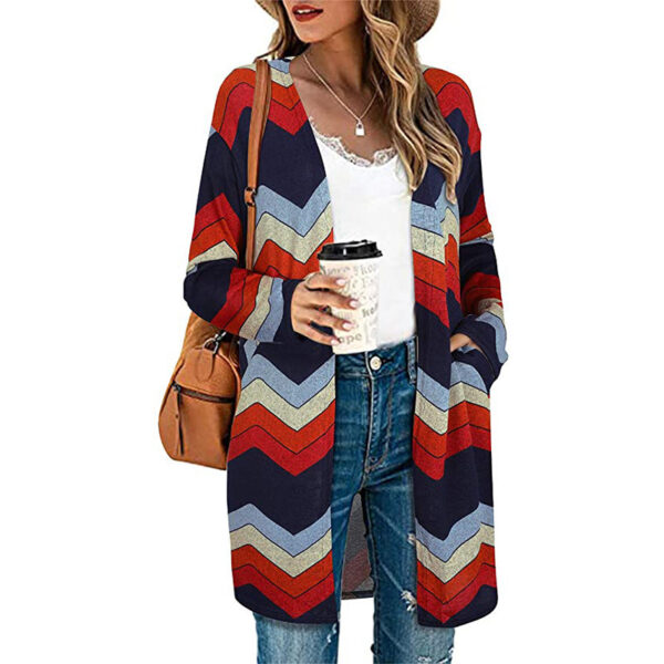 Women's Loose Fitting Striped Cardigan - Image 4