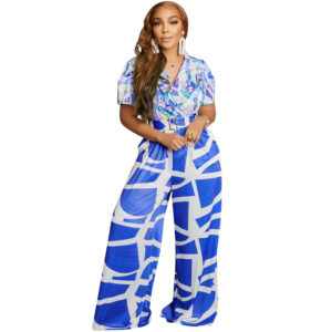 Wide Leg Jumpsuit for Women with Trendy Prints