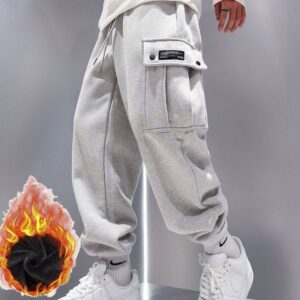 Fitness Pants for Men with Loose Fit and Plush Lining