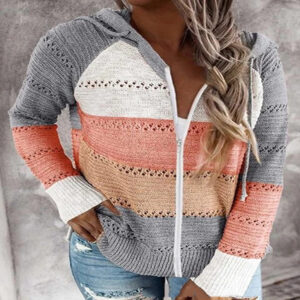 Women’s Open Front Cardigan – Soft and Lightweight Color Block Sweater