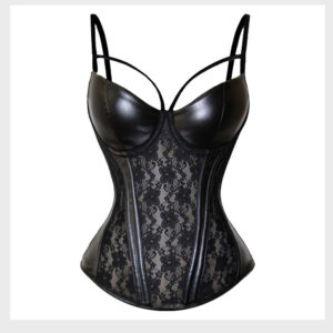 Women’s PU Leather Lace Corset with Hollow Out Detail