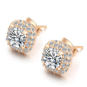 Square Stud Earrings Featuring Zircon for Women
