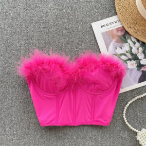 Fluffy Trim Bustier for Women