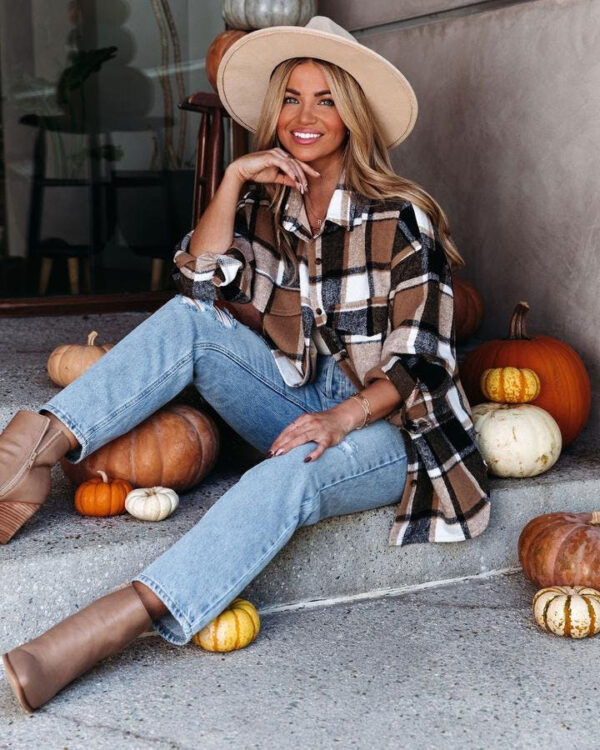Women's Thick Loose Fitting Cashmere Plaid Shirt - Image 5