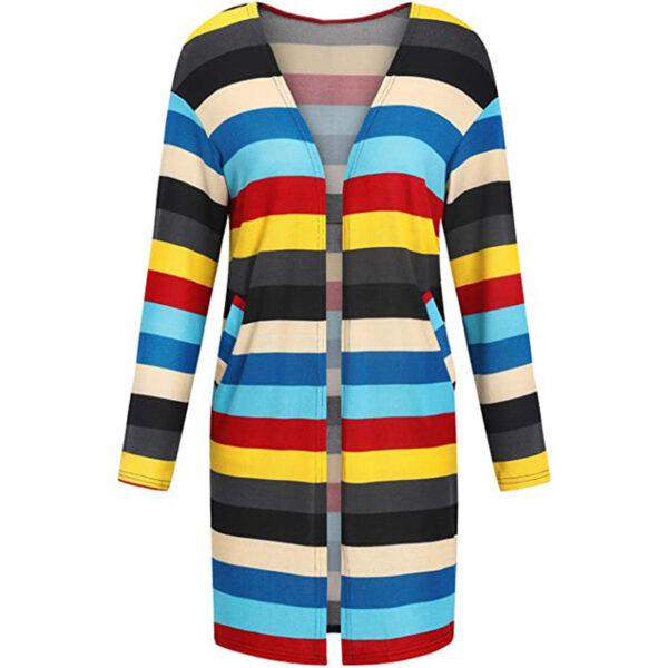 Women's Loose Fitting Striped Cardigan - Image 6