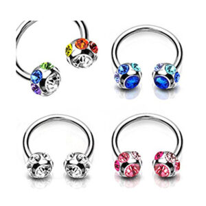Stainless Steel Crystal Horseshoe Nose Ring