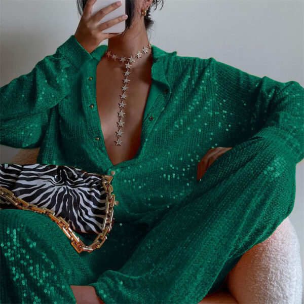 Sequined Three Piece Lounge Set for Women - Image 7