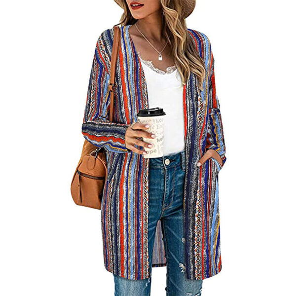 Women's Loose Fitting Striped Cardigan - Image 2