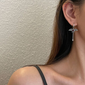 925 Sterling Silver Devil Wings Statement Earrings