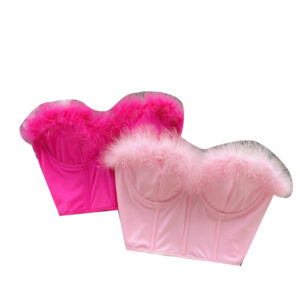 Fluffy Trim Bustier for Women