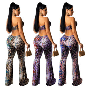 Leopard Jumpsuit with Flared Legs for Women