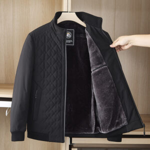 Men’s Plush Padded Jacket with Stand Collar
