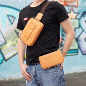 Men’s Leather Phone Chest Bag for Everyday Use