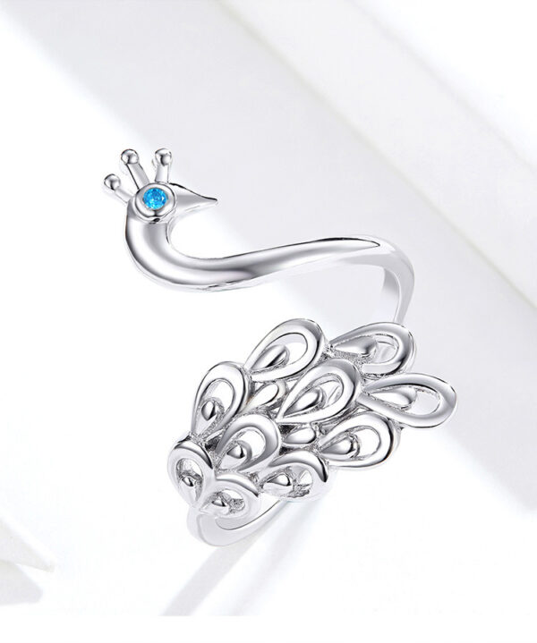 925 Sterling Silver Plated Peacock Ring - Image 8
