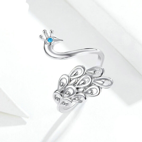 925 Sterling Silver Plated Peacock Ring - Image 6