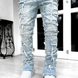 Men’s Ripped Jeans – Y2K Hip Hop Denim with Slim Fit & Biker Style