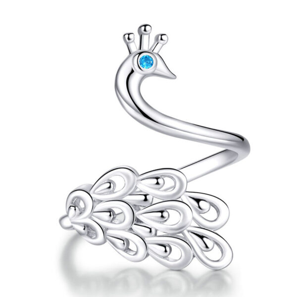 925 Sterling Silver Plated Peacock Ring - Image 2