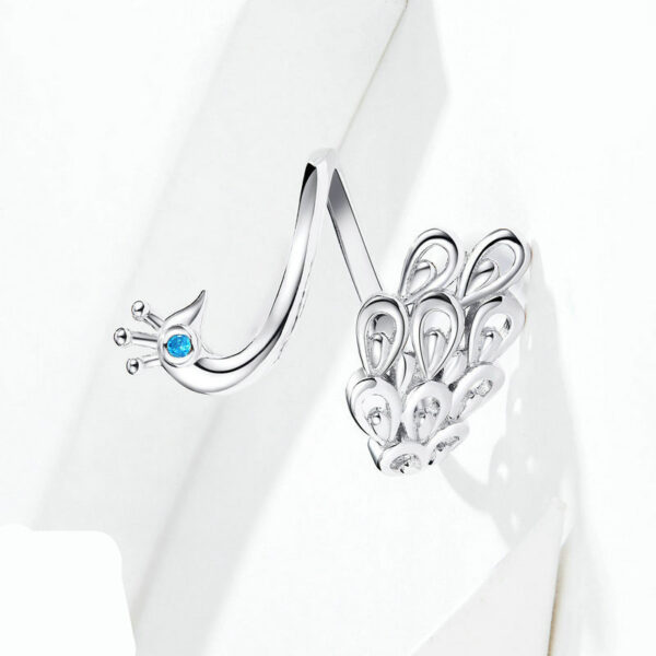 925 Sterling Silver Plated Peacock Ring - Image 7