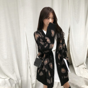 Women’s Mid Length Leopard Cardigan Jacket