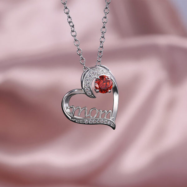 MOM Heart Claw Necklace with Zircon - Image 3