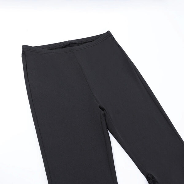 Women's Gothic Flared Pants Adorned with Lace Panels and Crosses - Image 7