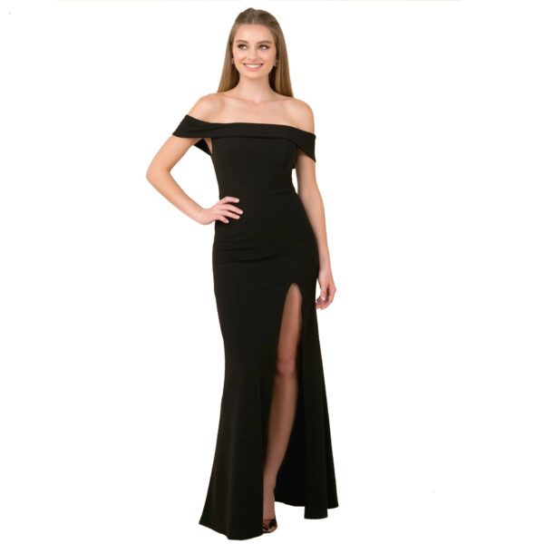 Women's Evening Bardot Dress with Stylish Split - Image 4