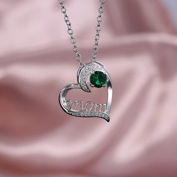 MOM Heart Claw Necklace with Zircon - Image 6