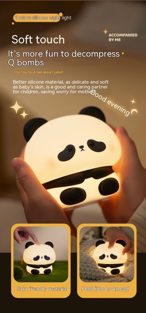 Panda LED Night Light Cute Silicone Night Light USB Rechargeable Touch Night Lamp Bedroom Timing Lamp Decoration Children's Gift Home Decor - Image 10