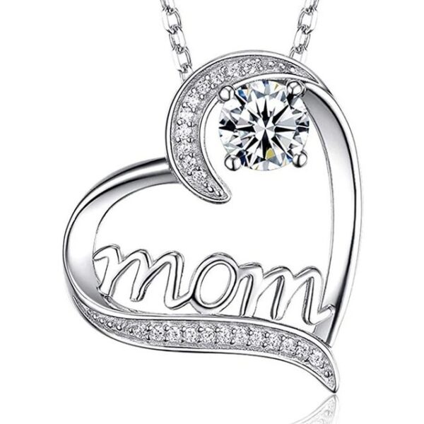MOM Heart Claw Necklace with Zircon - Image 4