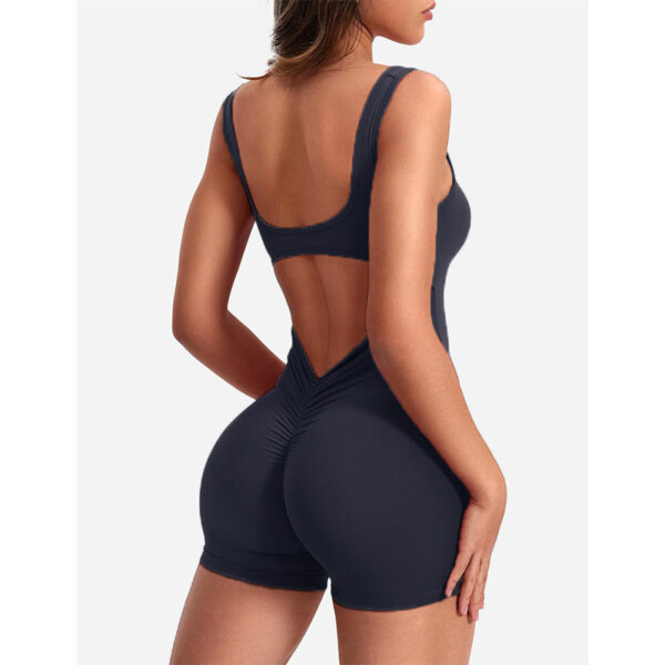Women's Sleeveless Backless Scrunch Jumpsuit with V Back Detail - Image 5