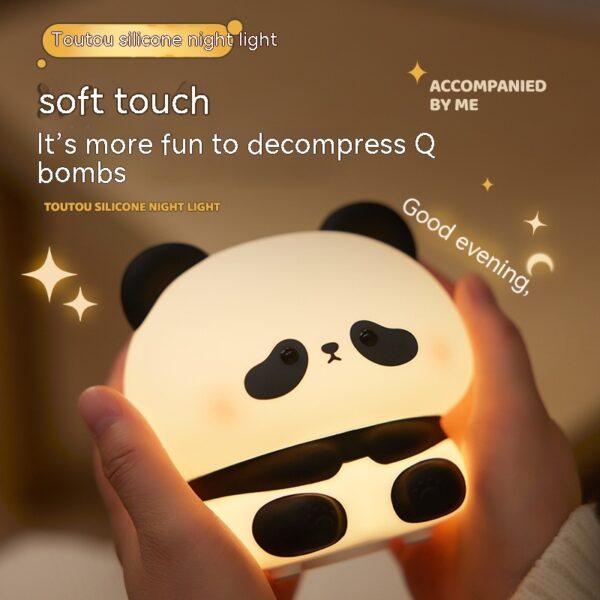 Panda LED Night Light Cute Silicone Night Light USB Rechargeable Touch Night Lamp Bedroom Timing Lamp Decoration Children's Gift Home Decor - Image 6